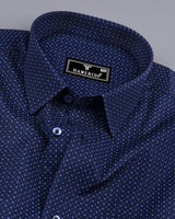 Cortona NavyBlue Twill Printed Formal Cotton Shirt