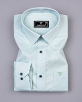 Neston Green With White Quatrefoil Pattern Cotton Shirt