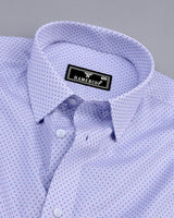 Neston Blue With White Quatrefoil Pattern Cotton Shirt