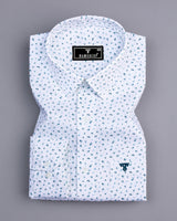 Magnolia White With Blue Printed Cotton Shirt