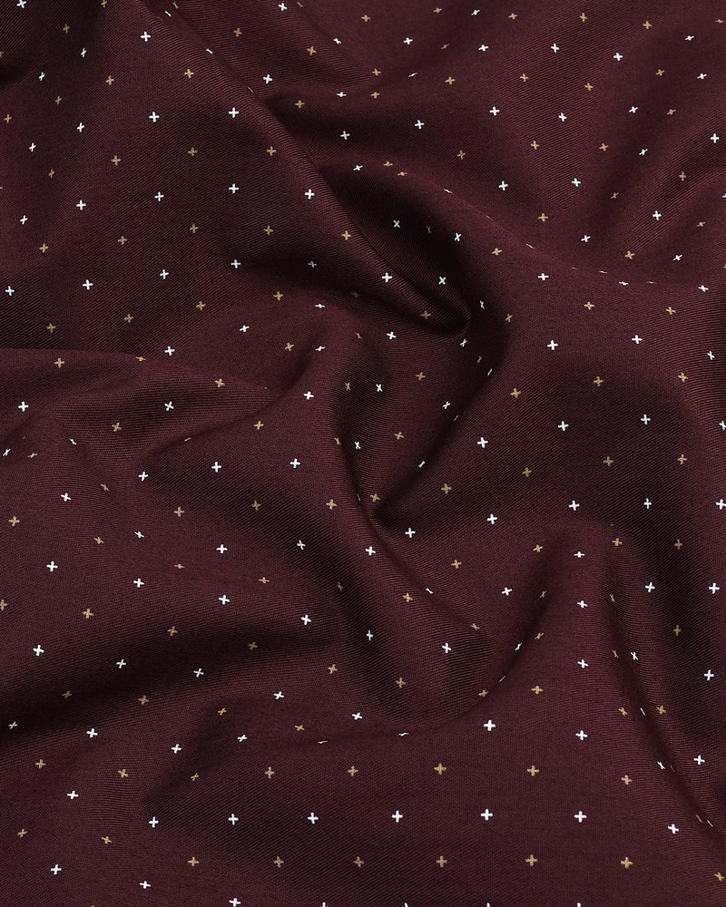 Carob Brown Twill Printed Cotton Shirt