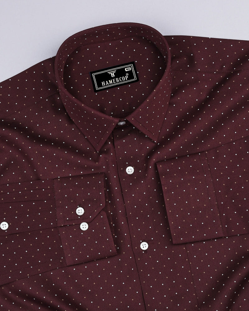 Carob Brown Twill Printed Cotton Shirt