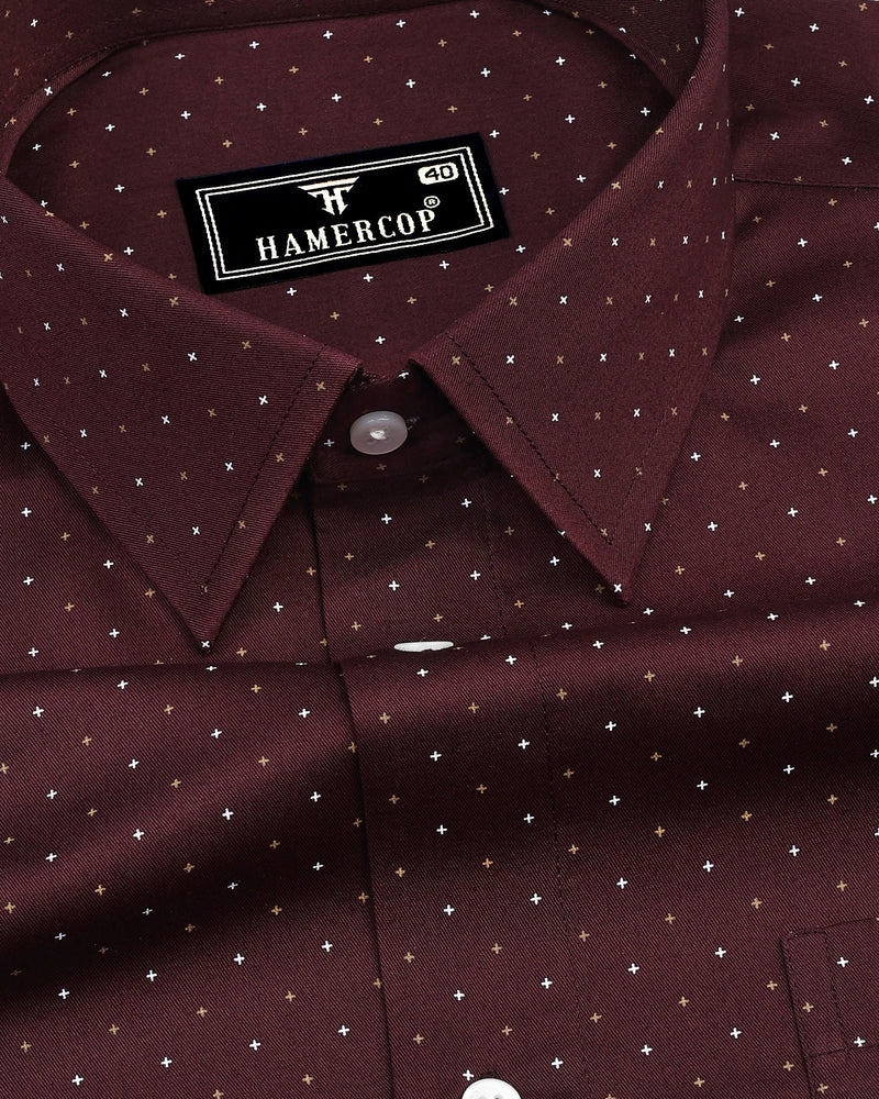 Carob Brown Twill Printed Cotton Shirt