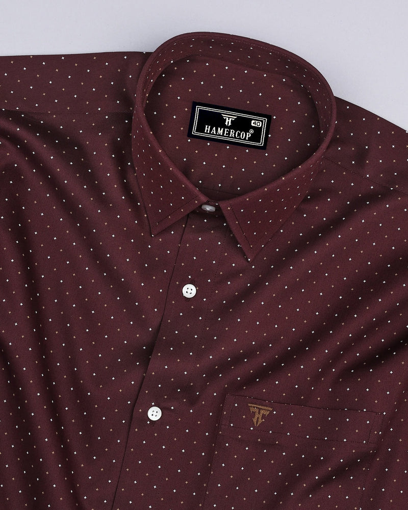 Carob Brown Twill Printed Cotton Shirt