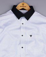 Black Triangle Printed White Cotton Designer Shirt