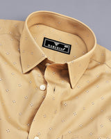 Macon Cream Poplin Printed Formal Cotton Shirt