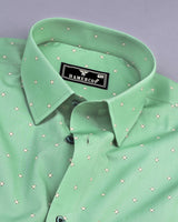 Macon Green Poplin Printed Formal Cotton Shirt