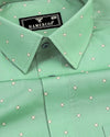 Macon Green Poplin Printed Formal Cotton Shirt
