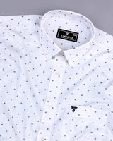 Dragor White With Gray Printed Linen Cotton Shirt