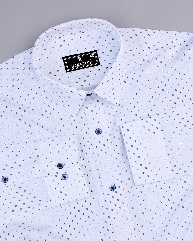 Tripoli White With Blue Poplin Printed Cotton Shirt