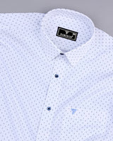 Tripoli White With Blue Poplin Printed Cotton Shirt