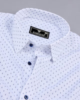 Tripoli White With Blue Poplin Printed Cotton Shirt