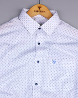 Tripoli White With Blue Poplin Printed Cotton Shirt