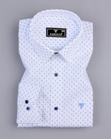 Tripoli White With Blue Poplin Printed Cotton Shirt