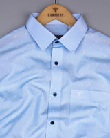 Seaford Blue With White Poplin Printed Cotton Shirt