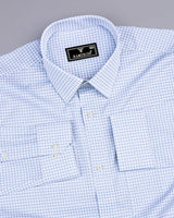 Trumpet White With Gray Printed Cotton Formal Shirt