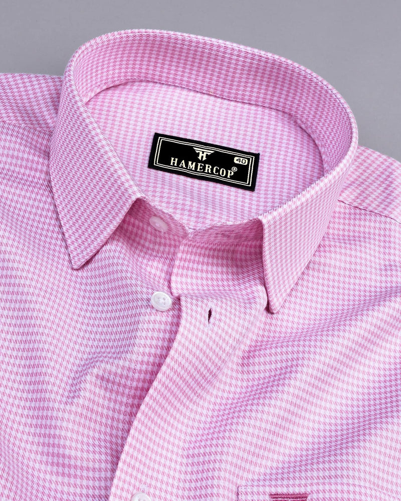 Ascona Pink Houndstooth Jacquard Premium Giza Shirt