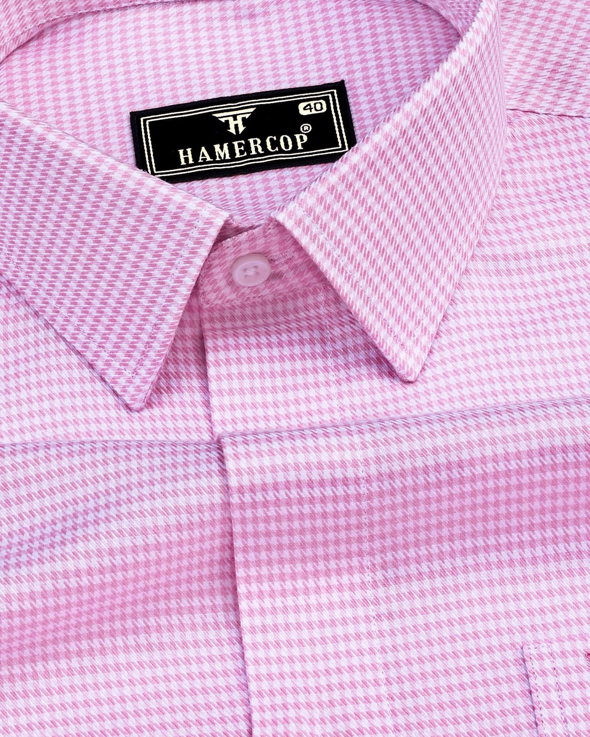 Ascona Pink Giza Shirt – Houndstooth Jacquard – Hamercop