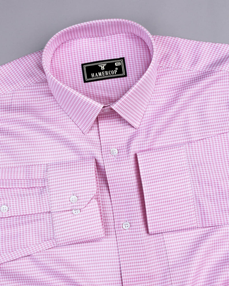 Ascona Pink Houndstooth Jacquard Premium Giza Shirt