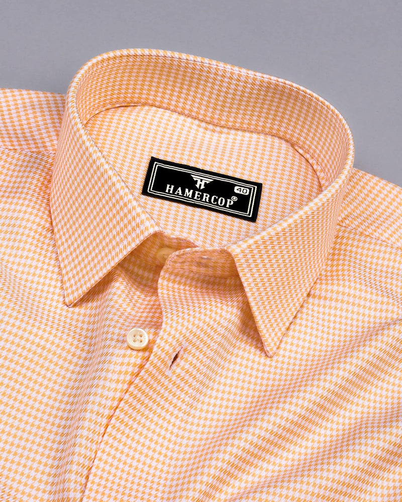 Ascona Orange Houndstooth Jacquard Premium Giza Shirt