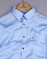 Ascona SkyBlue Houndstooth Jacquard Premium Giza Shirt