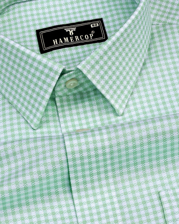 Roxton Green With White Check Premium Giza Shirt