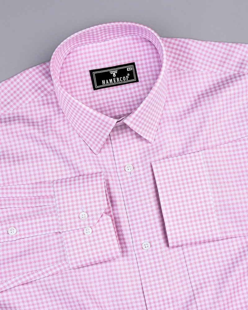 Roxton Pink With White Check Premium Giza Shirt