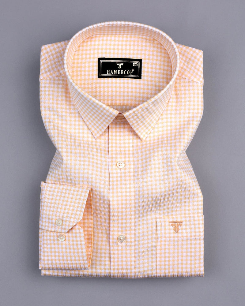 Roxton Yellow With White Check Premium Giza Shirt