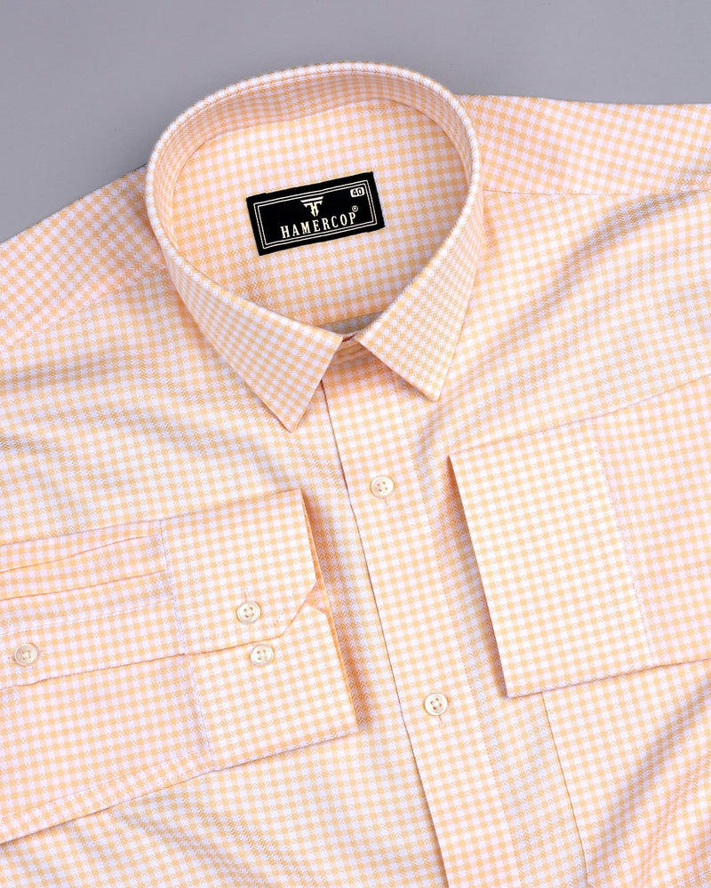 Roxton Yellow With White Check Premium Giza Shirt