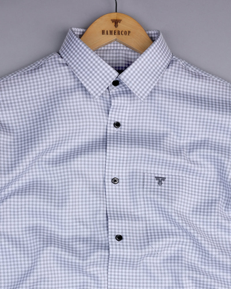 Roxton Gray With White Check Premium Giza Shirt