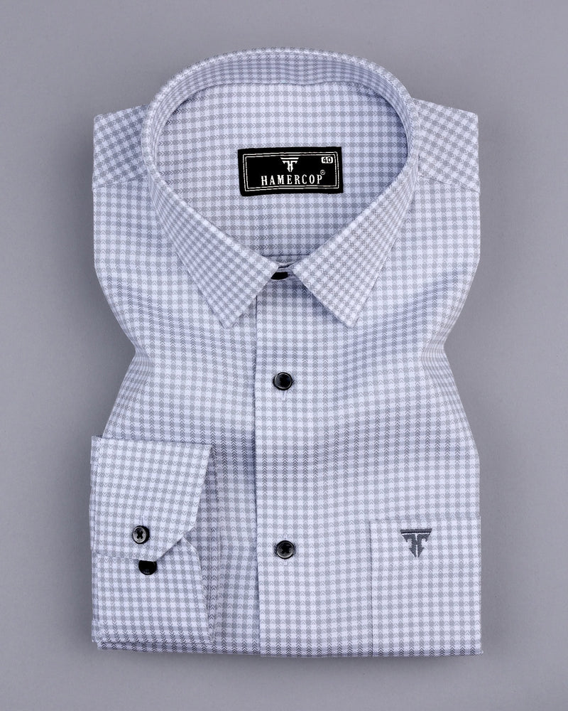 Roxton Gray With White Check Premium Giza Shirt