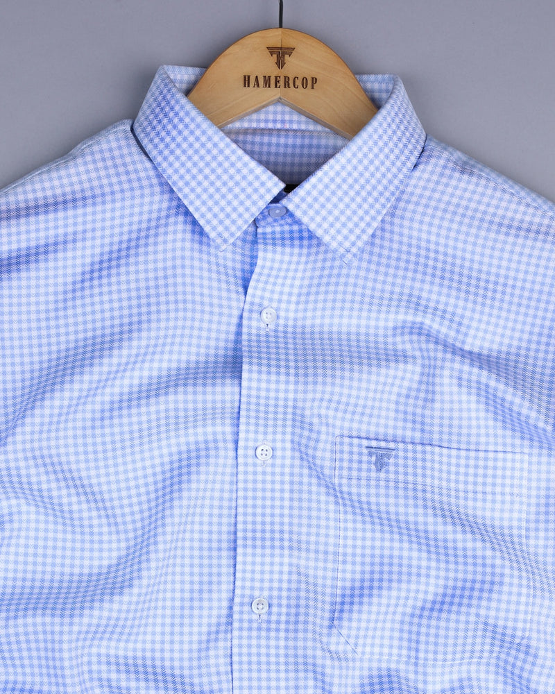 Roxton Blue With White Check Premium Giza Shirt