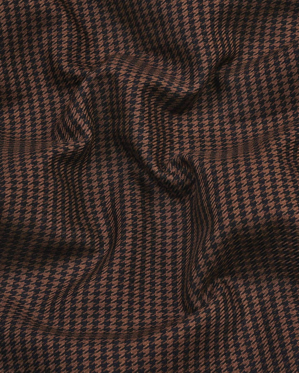 Maldon Chocolate With Black Houndstooth Premium Giza Shirt