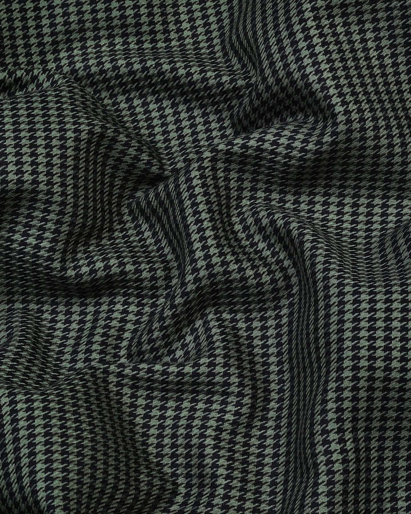 Maldon Green With Black Houndstooth Premium Giza Shirt