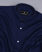 Pernik Blue With White Dot Printed Premium Giza Shirt