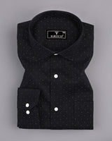 Pernik Black With White Dot Printed Premium Giza Shirt