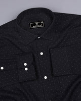 Pernik Black With White Dot Printed Premium Giza Shirt