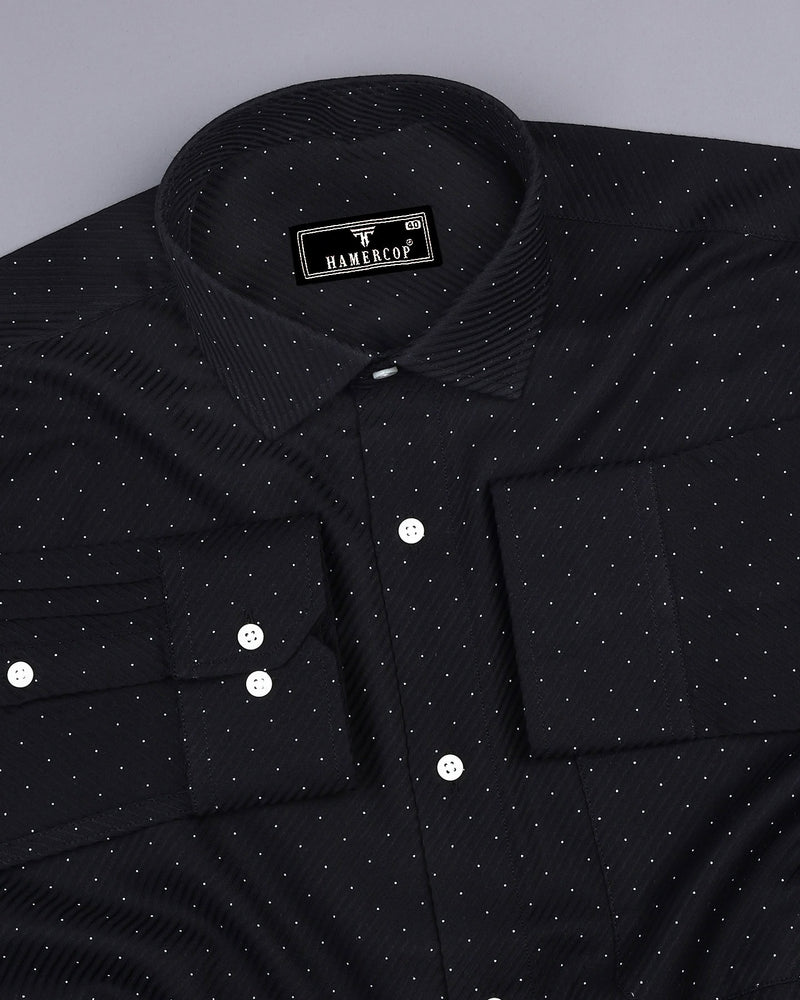 Pernik Black With White Dot Printed Premium Giza Shirt