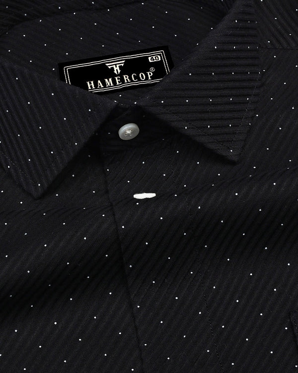 Pernik Black With White Dot Printed Premium Giza Shirt