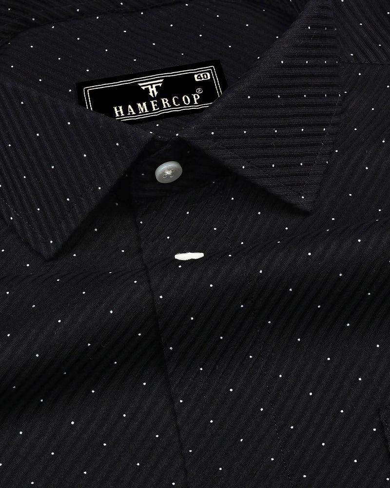 Pernik Black With White Dot Printed Premium Giza Shirt