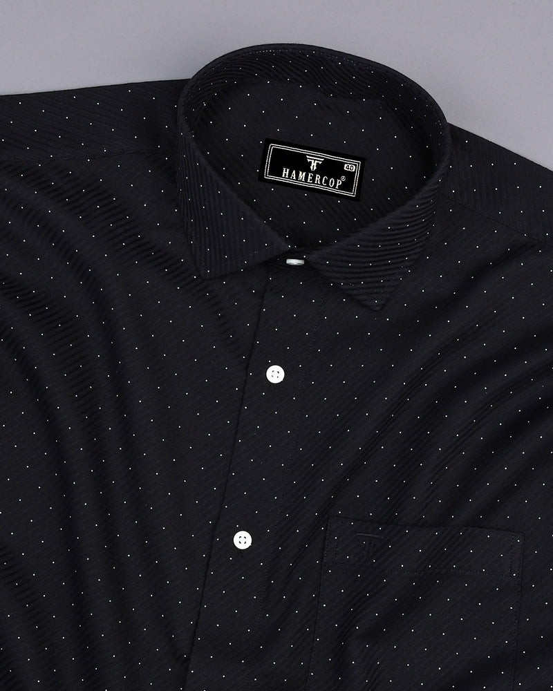 Pernik Black With White Dot Printed Premium Giza Shirt