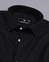 Pernik Black With White Dot Printed Premium Giza Shirt