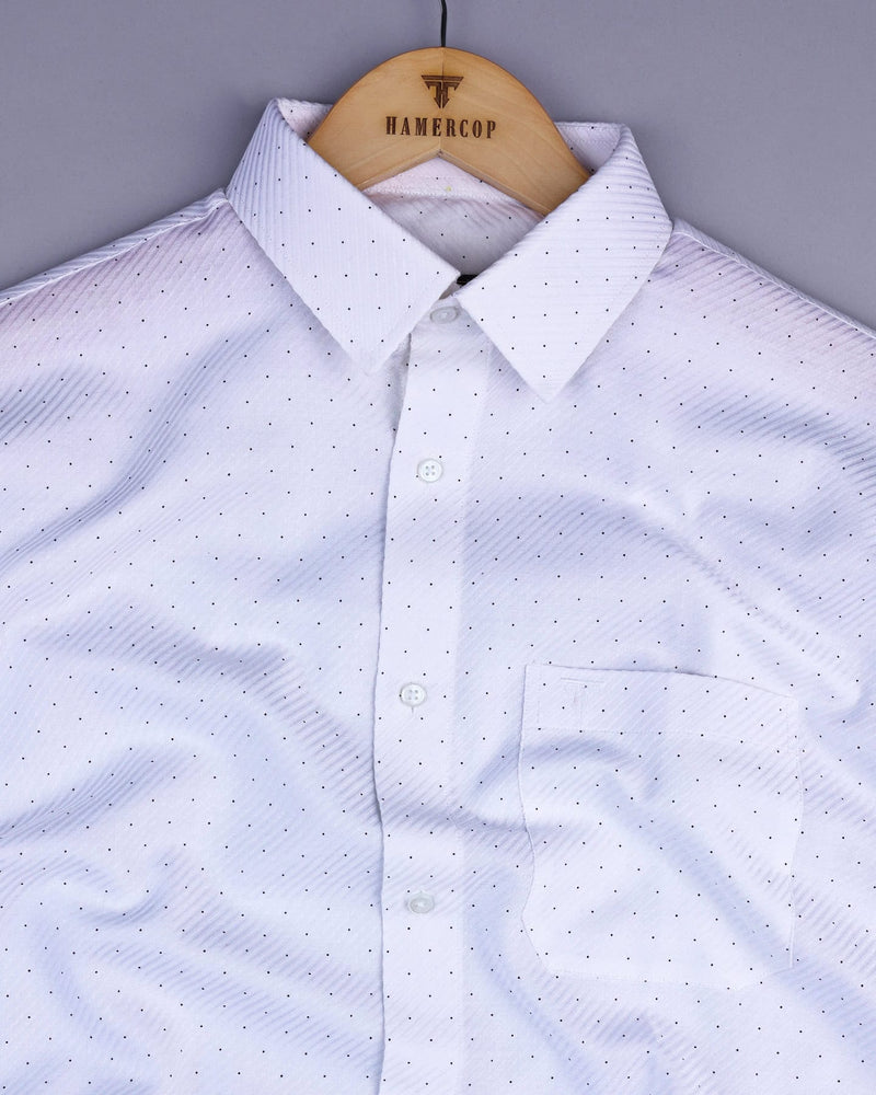 Pernik White With Black Dot Printed Premium Giza Shirt