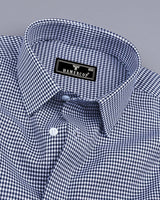 Minato NavyBlue With White Dobby Check Cotton Shirt