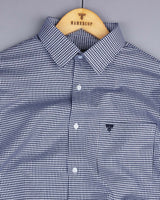 Minato NavyBlue With White Dobby Check Cotton Shirt