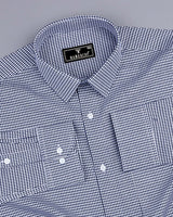 Minato NavyBlue With White Dobby Check Cotton Shirt