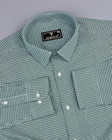 Minato Green With White Dobby Check Cotton Shirt