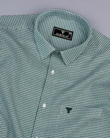 Minato Green With White Dobby Check Cotton Shirt