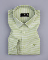 Atomic Green With White Dobby Check Cotton Shirt