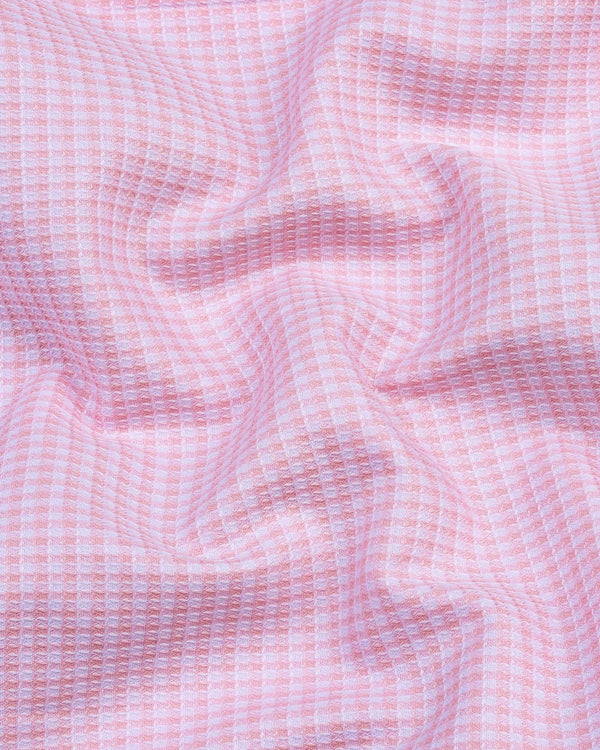 Atomic Pink With White Dobby Check Cotton Shirt